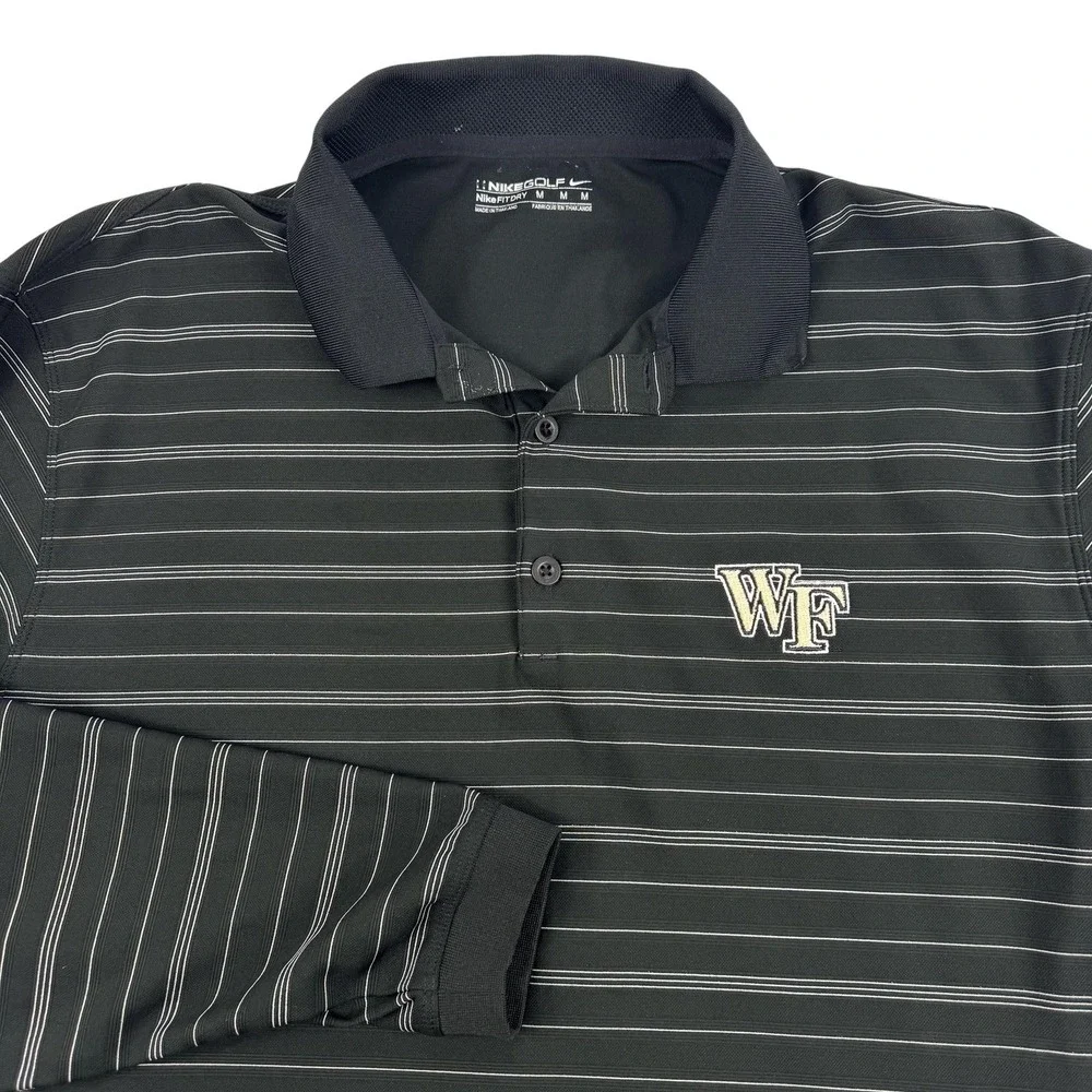 Wake Forest Demon Deacons Polo Shirt Mens Medium Black NCAA Golf Nike Fit Dry